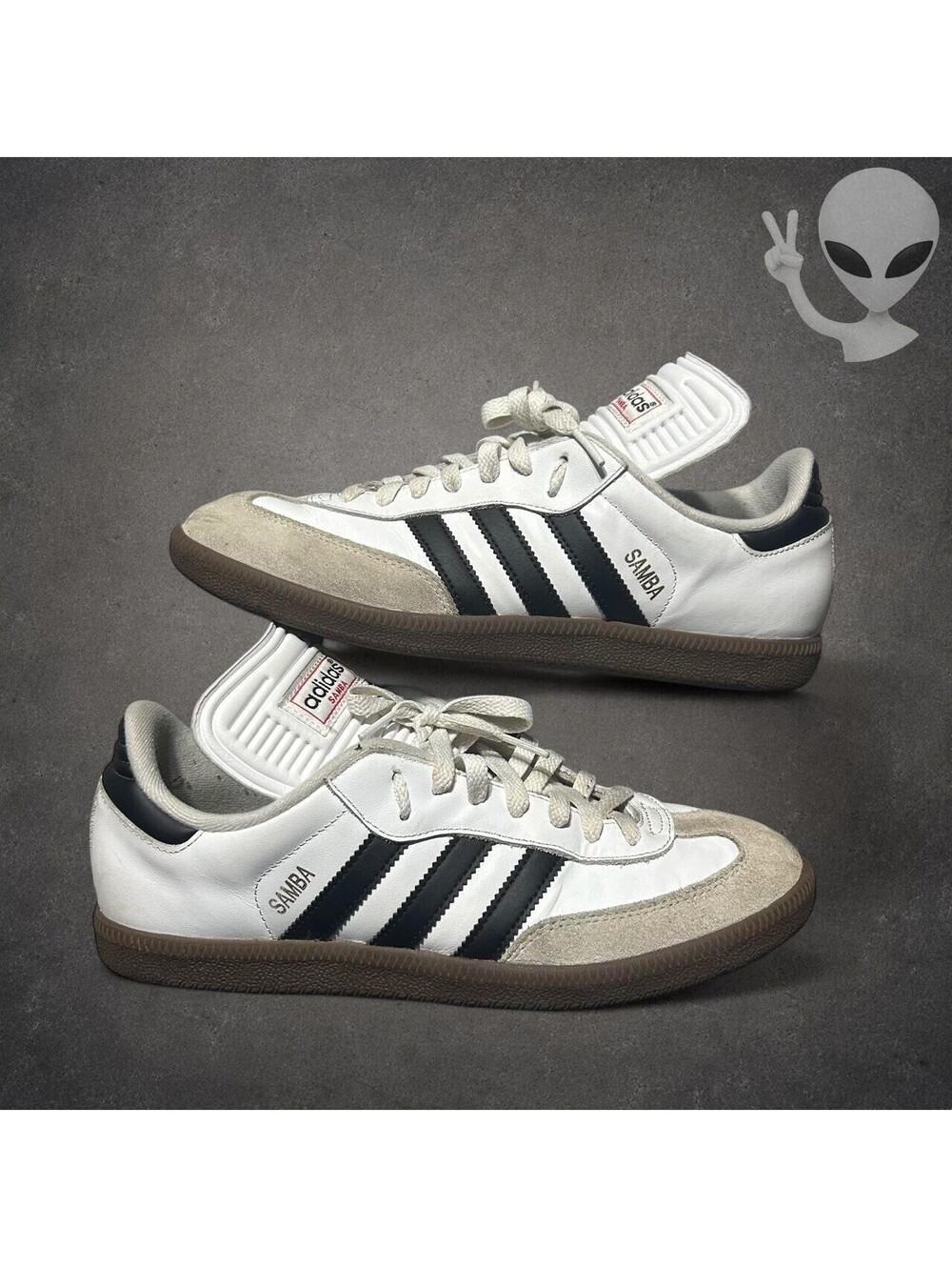 Adidas Samba Classic Mens US 8.5 Cloud White Core Black Long Tongue Soccer Shoes